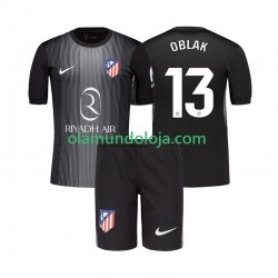 Camisola Atlético Madrid Jan Oblak 13 Guarda-redes Criança Equipamento Segundo 2025-2026 Manga Curta